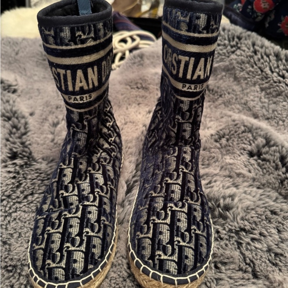 Dior Style  Sherpa Lined Espadrille Boots